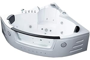 Two 2 person whirlpool massage bathtub bath tub Hydrotherapy White corner bathtub 59.05 inch Warranty model Sant'Angels, FM R
