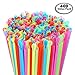 400 Pack - SNO-Cone Spoon Drinking Straws, Assorted Neon Colors Disposable Plastic Straw, 8