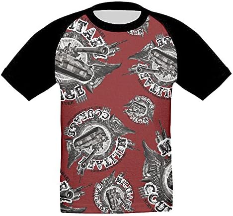 DHj1 Tshirt Military-Tank Children's Novelty Shirts Crew Neck Raglan Short Sleeve T Shirt
