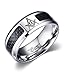 MG Masonic Jewelry Stainless Steel Black Carbon Fiber Inlay Masonic Ring Bands, Beveled Edge,size 11