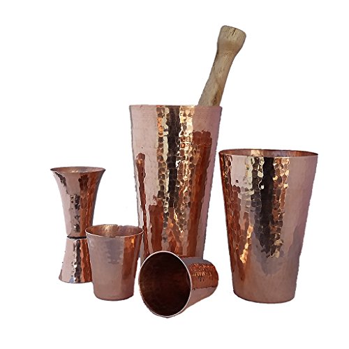Premium Hammered Solid Copper Cocktail Shaker Set 11street Malaysia