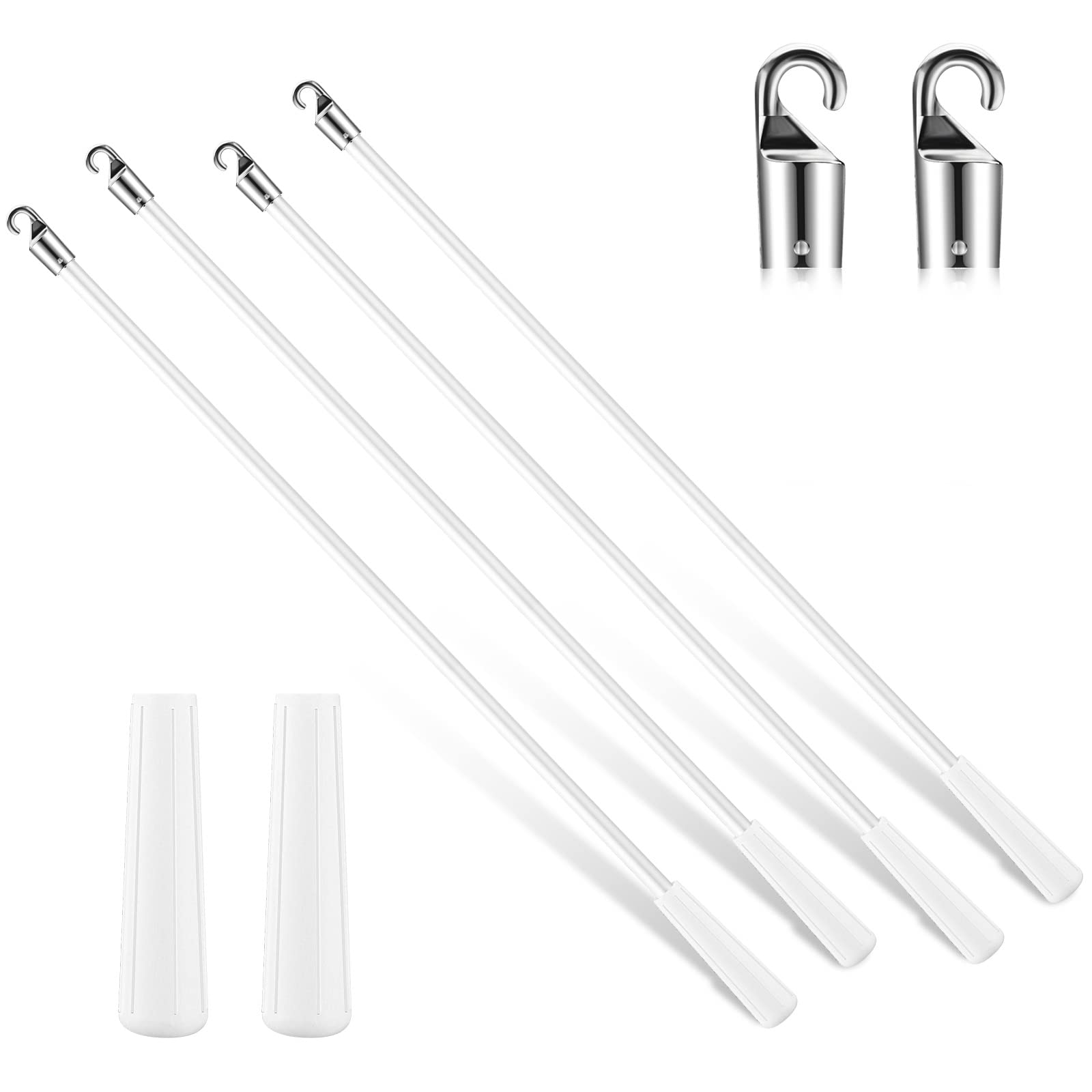 Photo 1 of Bokon 4 Pcs Blinds Wand Replacement with Hook and Handle White Fiberglass Long Vertica Blind Wand for Windows Curtain Door Shades Opener Accessory (17 Inch)