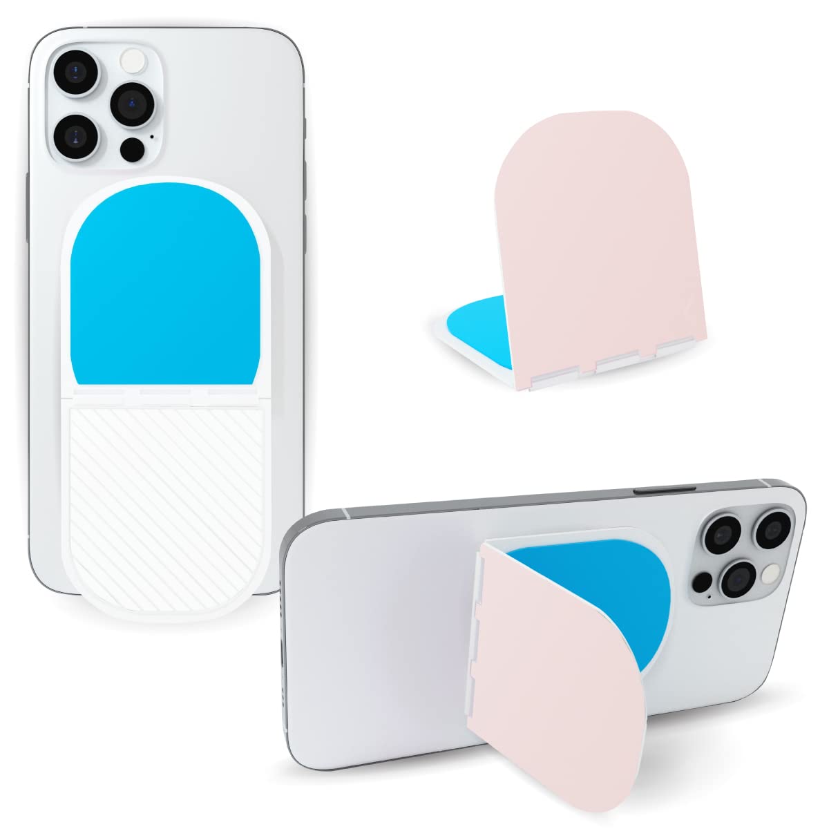 Flipstik New V2 Folding Adhesive Phone Holder - Stick Your Phone to Mirror, Window, Wall for Hands-Free Watches, Selfies or Videos - Tripod & Kickstand -