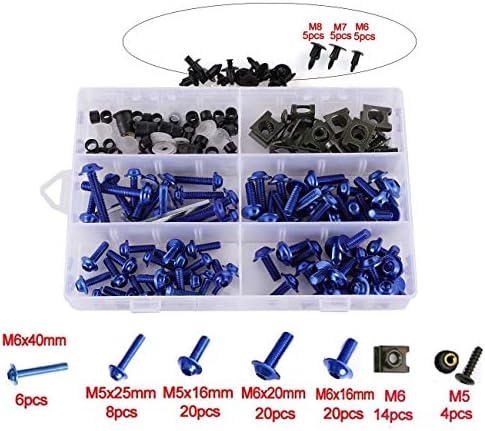 Complete Fairing Bolts Screws Kit for Suzuki GSXR600 GSXR750 1000 GSX1300R SV650 (Blue)