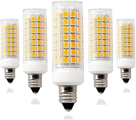 E11 led Light Bulb 75W 10W Halogen Bulbs Equivalent, 1100lm, e11 Mini Candelabra Base 110V 120V 130V Input 60W 75W 100W Halogen Bulbs Replacement, Warm White 3000K Pack of 5 (Warm White 3000K)