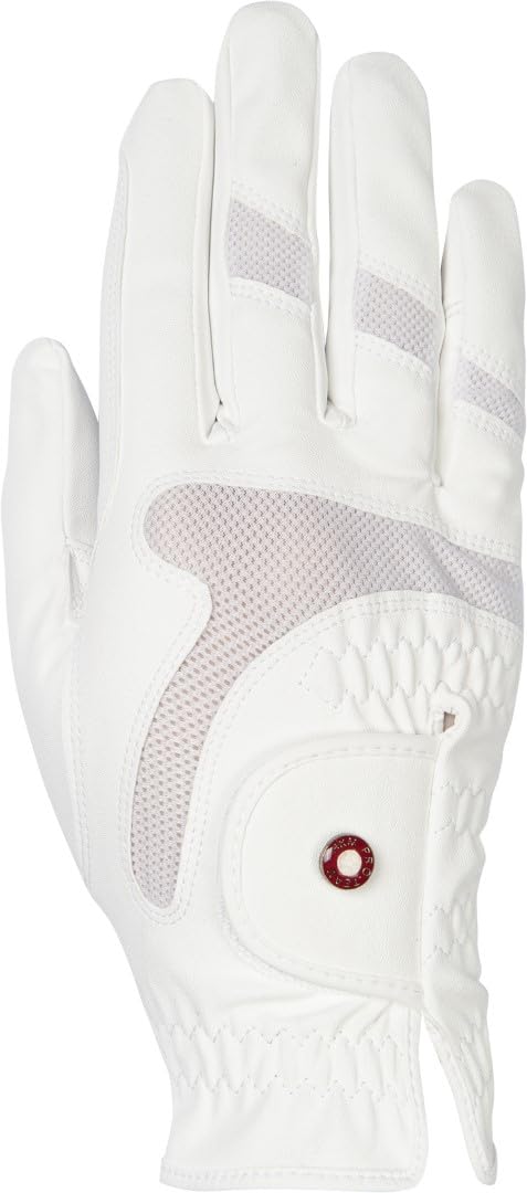 HKM Unisex Professional Air Mesh Riding Gloves, White, L