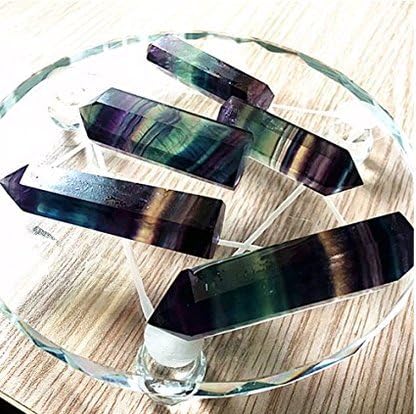 Brccee AC 7-9 CM Natural Fluorite Crystal Striped Fluorite Quartz Crystal Wand Healing Hexagonal Point Treatment Stone