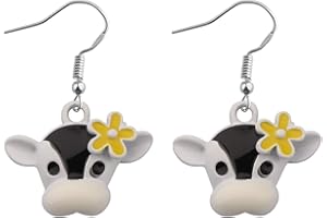 MAOFAED Cow Gift Cow Mom Gift Cow Owner Gift Cow Dangle Earrings Animal Lover Gift Cow Jewelry