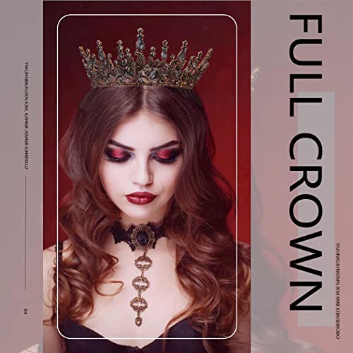 Florry Black Queen Crown for Women Gothic Tiara and Crown, Rhinestone