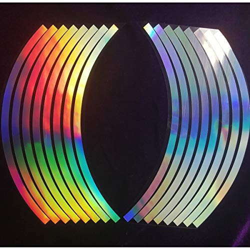 Laser Reflective Copyrighted Safety Rim Tapes 18" Wheel Hub Racing Stripe Wheel Accent Rim Slip Wheel Moulding Trim Tape Stripes(Rim Size for Car Sports Bikes Motorcycle) for 4 Wheel enought