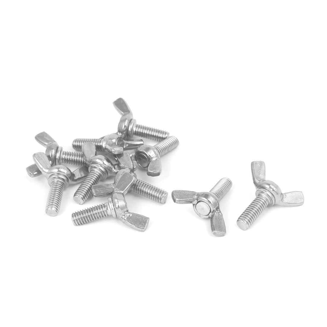 Sourcingmap M6x16mm 304 Stainless Steel Wing Butterfly Screw Bolt Silver Tone 10pcs