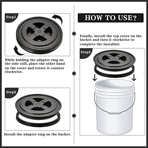 4 Pieces 5 Gallon Bucket with Lid Seal Lid Bucket Twist Lid Plastic