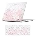 iCasso 2 in 1 Macbook Air 13 Inch Case Durable Rubber Coated Plastic Cover For Macbook Air 13 Inch Model A1369/A1466 With Keyboard Cover (Pink Marble)
