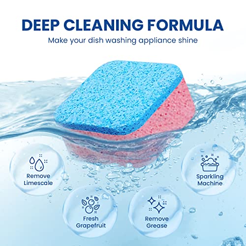 Maravello Dishwasher Cleaner And Deodorizer, Extra Clean Dishwasher Tablets, Remove Limescale, Grease and Odor, Septic Tank Safe- 28 Tablets, 12 Months Supply