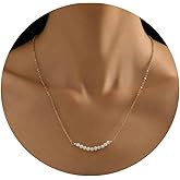 Dainty Pearl Pendant Gold Necklaces for Women 18K Gold Plated Natural Freshwater Irregular Pearl Cross Layered Necklace Simple Gold Pearl Necklaces Smile Pearl Adjustable Necklace Everyday Jewelry