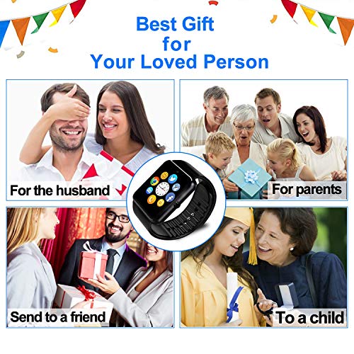 [Free SIM Card 8GB TF Card] Android Smart Watch for Men Women, Touch Screen Smart Watches Phone with Music Player Camera Pedometer Calendar, Back to School Summer Birthday Gifts - Thumbnail 3