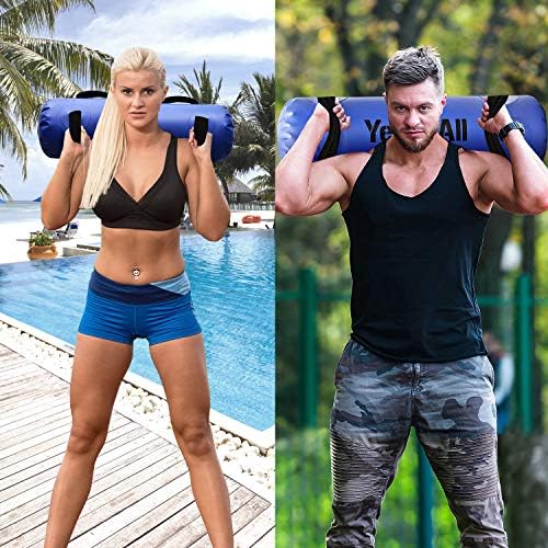 Yes4All Large Aqua Bags for Workout 45-80lbs - Ultimate Core Water Weights Aqua Bag - Portable Stability Fitness - Perfect Agility, Durability for Indoors and Outdoors - Clear & Dark Blue