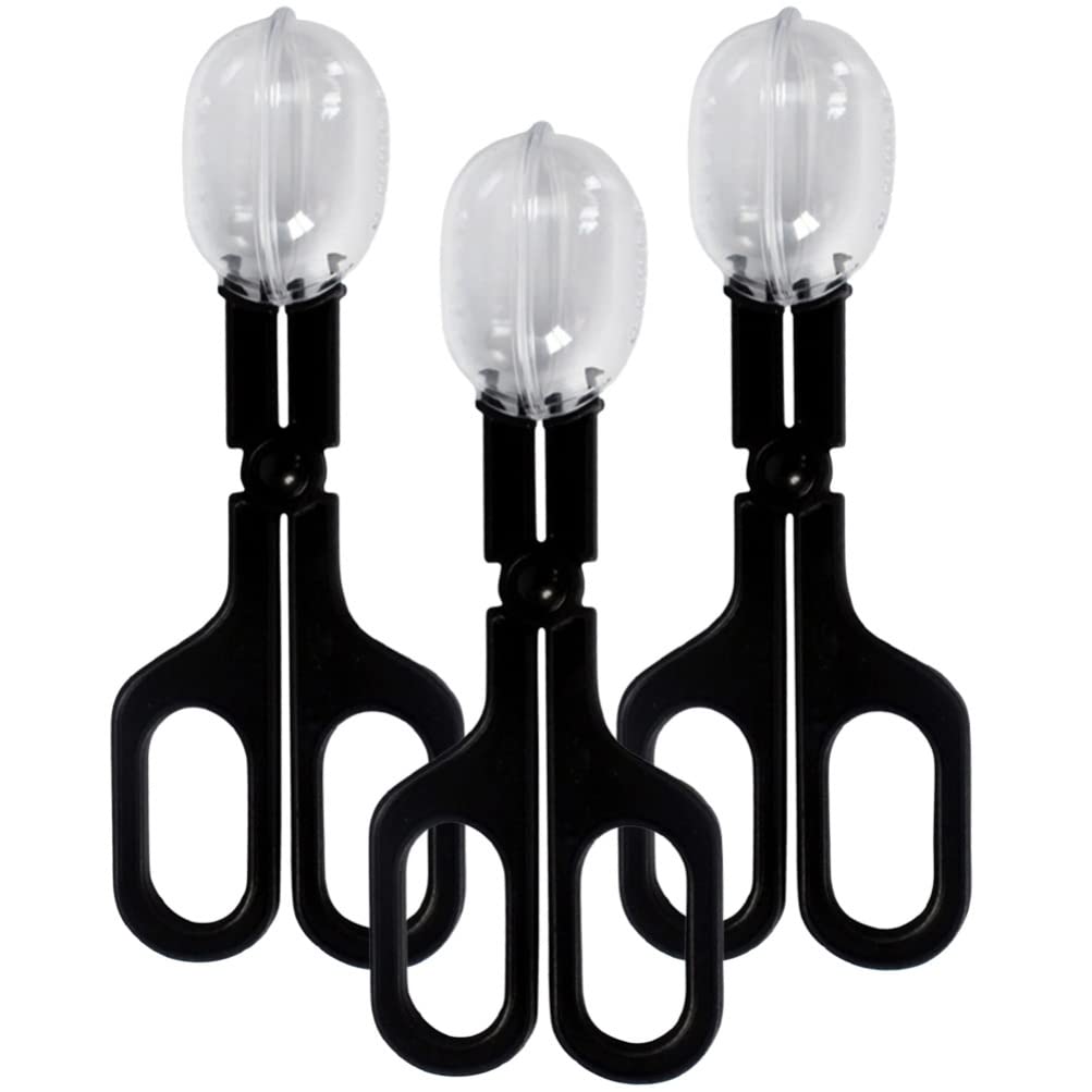 GANAZONO 3 Pcs Reptile Feeding Clamp Reptile Poop Scoop Cage Fish Tank Cleaning Tools Reptile Feeding Tool for Gecko Lizard Bearded Dragon Black