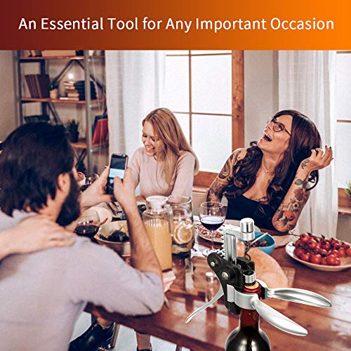 Rabbit Wine Bottle Opener-2019 Upgraded Rabbit Corkscrew Wine Opener Kit with Foil Cutter, Wine Stopper and Extra Spiral (Professional Version)