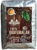 Two Volcanoes Espresso Coffee Beans - 2 Lbs - Guatemala Dark Roast Espresso Blend Whole Bean Coffee - Rare Single Origin Gourmet Beans. Get The Kick, Enjoy the Smoothness!