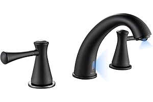 GOESMO Touchless Bathroom Faucet for 3 Holes 3 Handles, Controlling Temperature & Adjustable Water Flow, Short & Long Induction Modes, Auto Motion Sensor Bathroom Faucet Set Metal Matte Black 29180