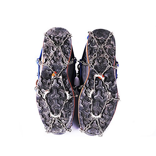xiaoban 10 Teeth Universal ice Grip Anti-Slip Shoe Cover with Stainless Claw for Outdoor Activities,Hiking,Climbing,Hunting,Fishing and Snow Weather (Blue, M) - Thumbnail 4