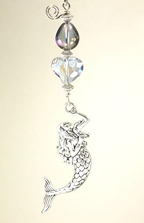 Purple Blue Iridescent Faceted Glass Heart Water Bubble And