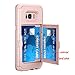 TabPow Galaxy S8+ Plus Case, Hidden Door Slim Wallet Case, Fits 2 Cards and Cash, Reinforced Bumper Protection, Mirror, Front Frame Screen Protection for Samsung Galaxy S8+ Plus(2017) -Rose Pink