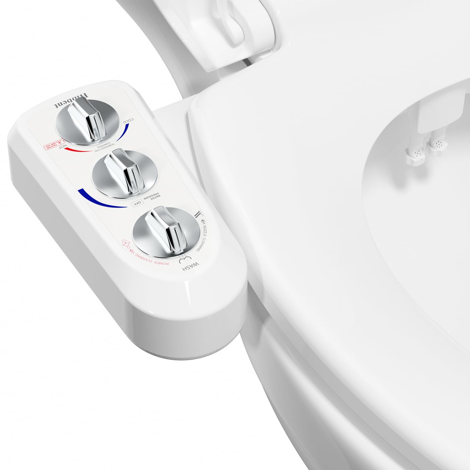 Bidet Toilet Seat Attachment with Self Cleaning Dual Nozzle, Hot and Cold Water Spray Non-Electric Mechanical Toilet Seat Bidet for Rear or Female Washing Sanitizing-T-Adapter (1/2") and Metal Hose