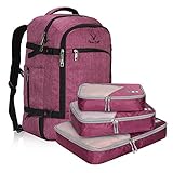 Hynes Eagle Travel Backpack 40L Flight Approved Carry on Backpack Red Violet with 3PCS Packing Cubes 2017