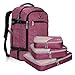 Hynes Eagle Travel Backpack 40L Flight Approved Carry on Backpack Red Violet with 3PCS Packing Cubes 2017