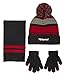 Sportoli Men's and Boys' Kids 3-Piece Striped Knit Cold Weather Accessory Set Warm Fleece Lined Pull On Hat Scarf and Gloves