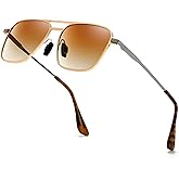 SUNGAIT Flat Square Aviator Sunglasses for Men Women Old School Vintage Style Small Metal Frame Polarized UV400 Lens