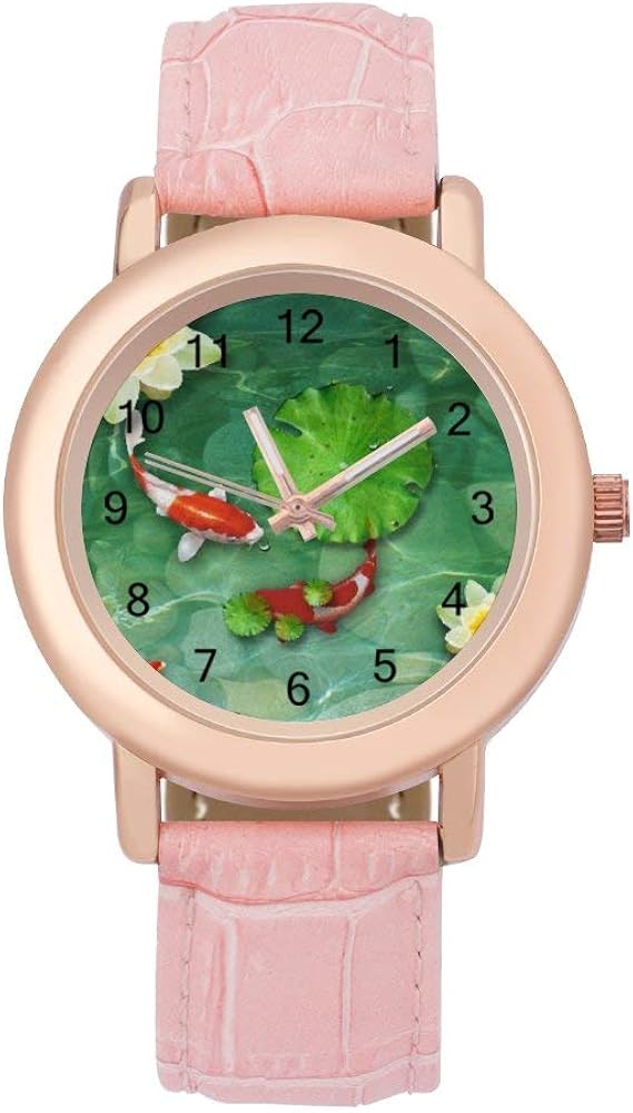 Amazon レディース 腕時計 Watch 池の鯉の魚 ファッション ウォッチ 北欧デザイン 文字盤 防水 ピンク レザーストラップ 綺麗 かわいい 時計 大人子供兼用 キッズ 女子 学生 職場誕生日プレゼント レディース腕時計 腕時計 通販