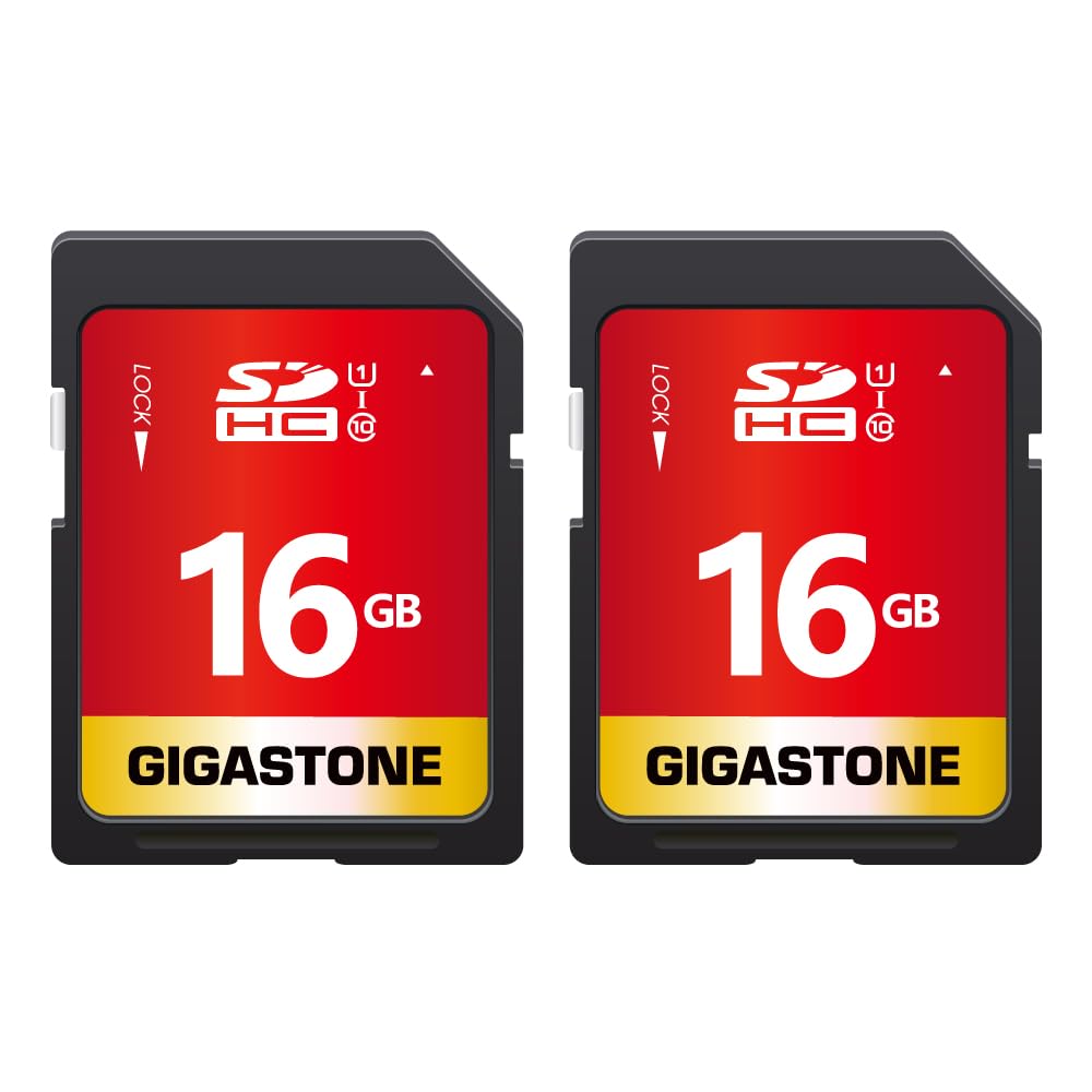 Gigastone 16GB SDHC Memory Card, Pack of 2 Cards, Prime Series, Up to 80MB/s Transfer Speeds for Photos, Videos, Music, Files, Camcorder, Camera, PC, Class 10 U1 UHS-I