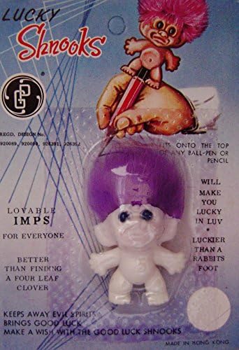 Lucky ShnooksLucky Shnooks Pencil Top 1 1/4" Vintage - Rare - New on Card - White & Purple