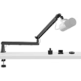 Aqdocvf Microphone Boom Arm - Heavy Duty Low Profile Metal Mic Arm Stand | Sturdy Microphone Arm with Desk Clamp &amp; Cable‑Management, for Shure SM7B‑MV7, Blue Yeti, AT2020, Podcast, Gaming &amp; Streaming