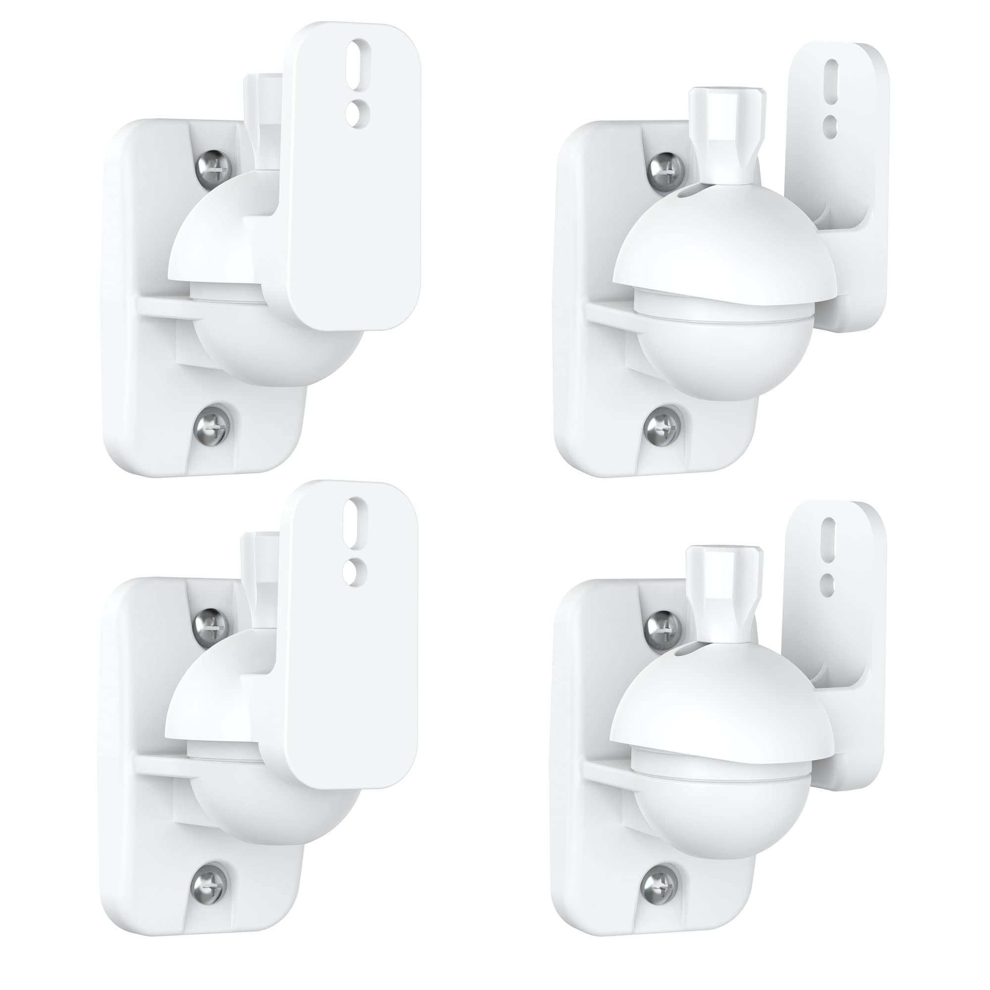 Cozycase Speaker Wall Mount Brackets with Fittings - Adjustable Satellite Speaker Wall Mount Kit | Rotatable | Tiltable for Surround Sound Speakers, Hold up to 7.7lbs, Black (White, 4 Packs)