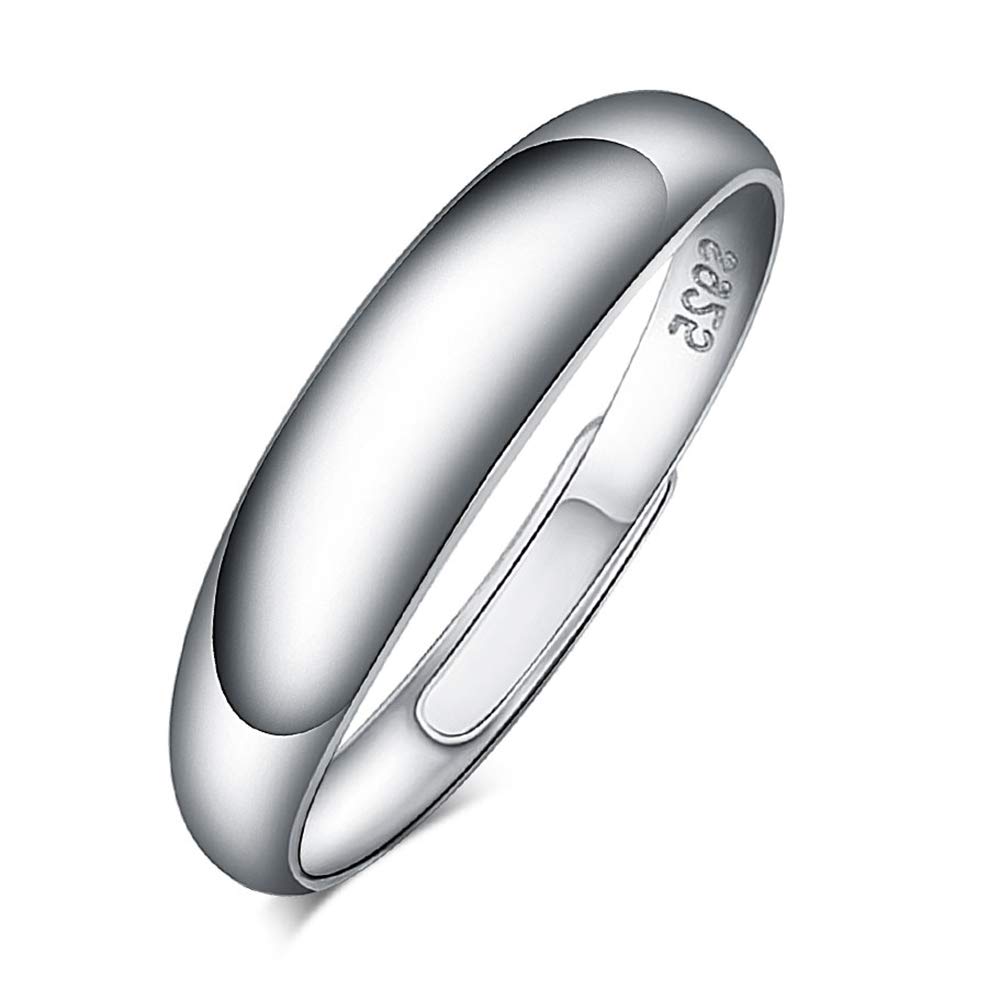 CPSLOVE 925 Sterling Silver Couple Ring, Simple Men's ring and Women's ring, Adjustable Size, Elegant engagement ring, wedding ring