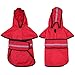 HDE Dog Raincoat Jacket Reflective Adjustable Hooded Pet Poncho Rain Coat with Leash Hole for Small to X-Large Dogs Red - M