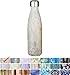 MIRA Vacuum Insulated Travel Water Bottle | Leak-proof Double Walled Stainless Steel Cola Shape Portable Water Bottle | No Sweating, Keeps Your Drink Hot & Cold | 17 Oz (500 ml) (Gray Orange Granite)