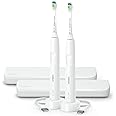 Philips Sonicare Electric Toothbrush with DiamondClean Brush Head 2-Pack Bundle, Rechargeable Electric Tooth Brush with Pressure Sensor, Sonic Electronic Toothbrush, Travel Case, White