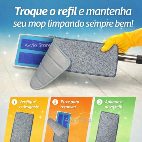 Kit 4 Refil Microfibra Mop Spray Mop Flat Rodo Reutilizável Lavável Limpeza Prática Casa Chão Utilidade Doméstica Premium