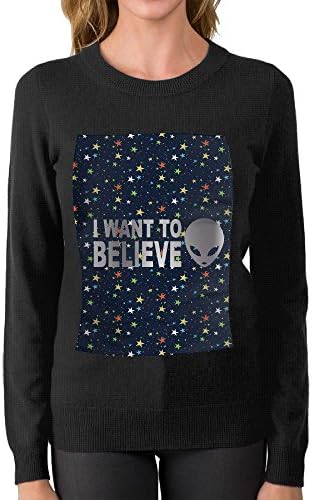 SWEAMEN Women's I WANT TO BELIEVE Platinum Style Pullover Sweater Soft Hoodie For Girl