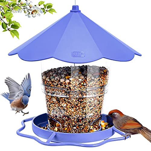 Hanizi Wild Bird Feeders for Outside, Hanging Bird Feeder Squirrel Proof, Outdoor Birds Feeders Wild Bird Seed, Garden Yard Decoration (Purple)