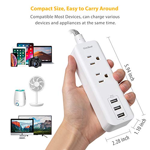 2 Pack Power Strip with USB, 2 Outlets and 3 USB Ports(3.1A) Travel
