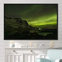 Framed Canvas Wall Art Dayspring Astronomy & Space Contemporary Cosmic Dramatic Green Group Photography Realism - 16x24 inches