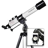 AstroVenture 70mm Refractor Telescope With Universal Smartphone Camera Adapter (White)