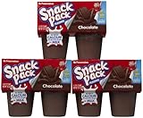Hunts Snack Pack Chocolate Pudding FRESH (12 Cups Total 39 oz.) 3 Boxes of 4 Cups Each