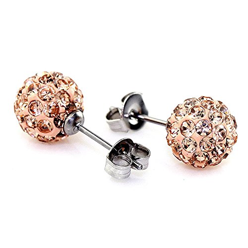 Value Pack, Bling Bling Rhinestones Crystal Fireball Disco Ball Ball Stud Earrings, Stainless Steel, Hypoallergenic (Set A. 6mm x 8 Pairs (All Colors))